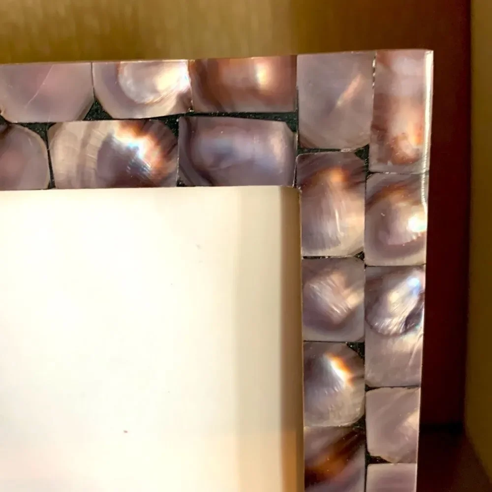 Mother of Pearl 5x7 Frame Grey Shell Inlay Coastal Decor
